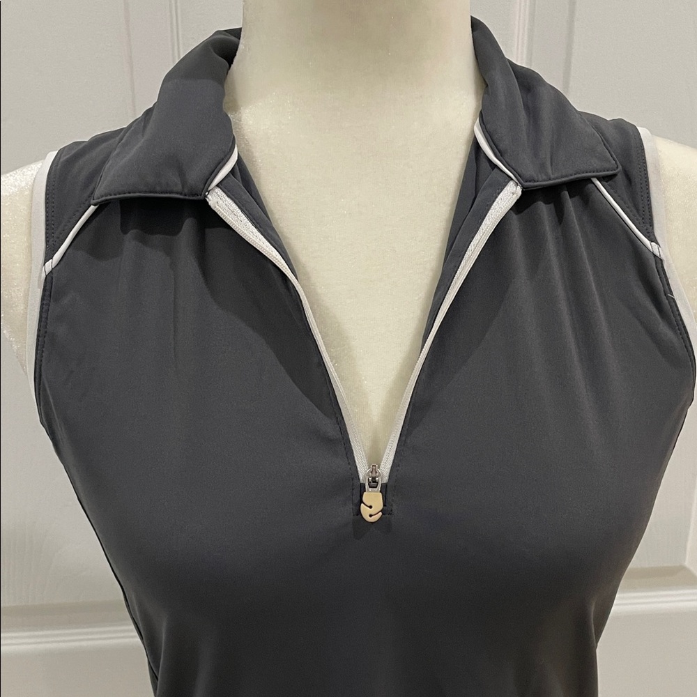 Slazenger Dark Gray Zip-Up Polo Top - Picture 2 of 4
